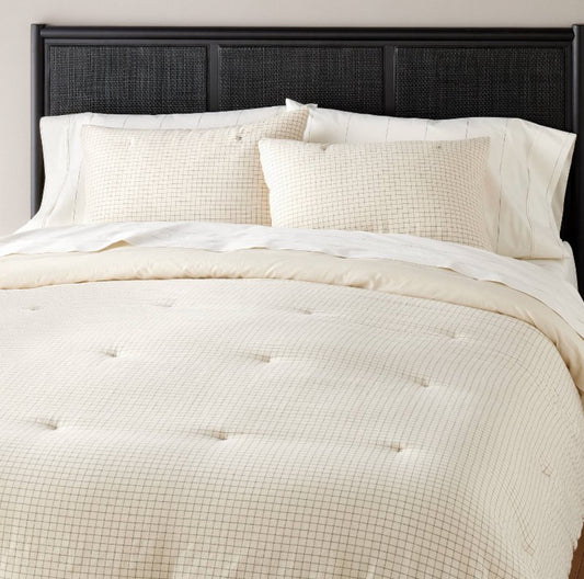 3pc Full/Queen Mini Grid Stitch Comforter Bedding Set Railroad Gray - Hearth & Hand™ with Magnolia