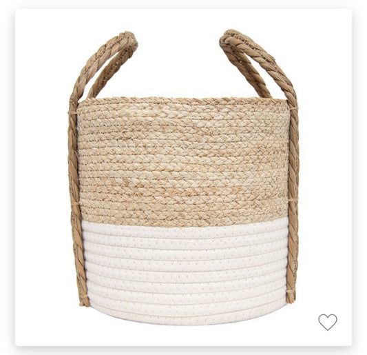 Natural Woven White Seagrass & Rope Basket - Foreside Home & Garden set of 2