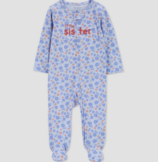 Carter's Just One You® Baby Girls' 'Little Sister' Footed Pajama - Blue