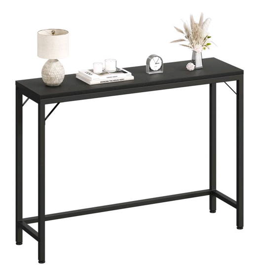 Trinity Console Table, Narrow Sofa Table, 39.4" Behind Couch Table for Living Room, Industrial Hallway Table for Entryway, Black