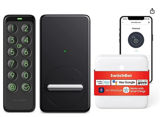 SwitchBot Wi-Fi Smart Lock with Wireless Keypad, Keyless Entry Door Lock for Front Door, Electronic Smart Deadbolt