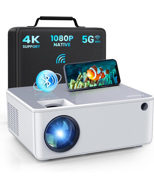 FANGOR 5G WiFi Bluetooth Projector - Native 1080P HD Outdoor Movie Projector , Portable Home Theater Video Projector with Zoom & HiFi Speaker, Compatible with TV Stick/Phone/PC/USB (No Tripod) - Black Hills Blue Spruce Mercantile