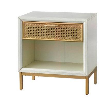Lati Rattan Drawer End Table White/Natural - Buylateral - Black Hills Blue Spruce Mercantile